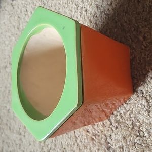 Africa violet flower pot green and orange, hexagon shape self watering